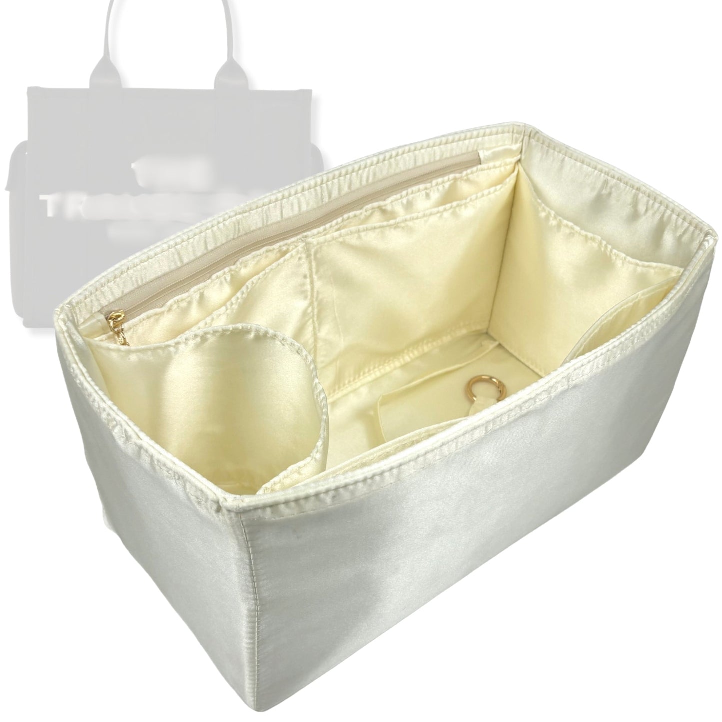 Bag Insert for (Marc Jacobs, The Canvas Travel Tote Bag) Organizer Tote Purse Organiser Liner Shaper [Premium Silk Material]