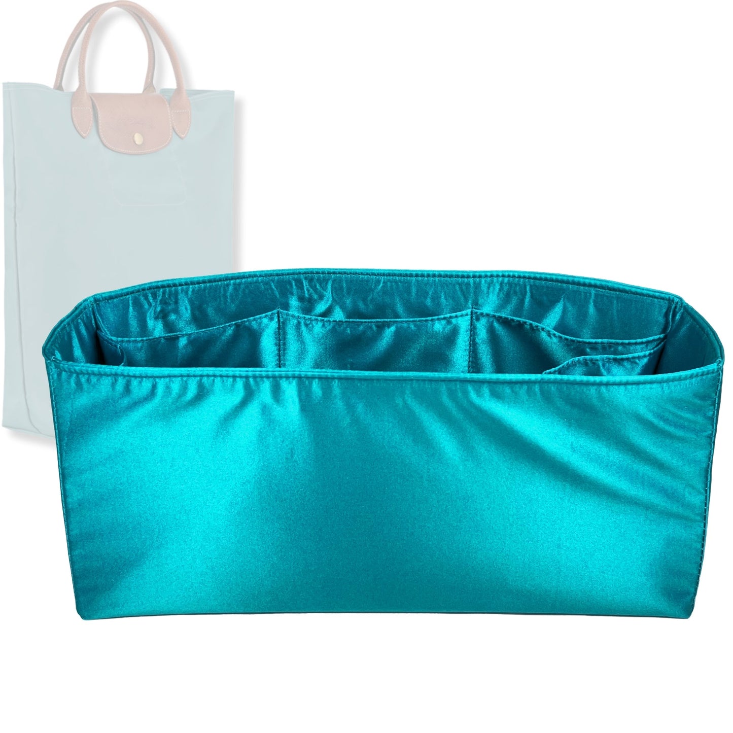 Bag Insert for (Longchamp, Le Pliage Original M Tote Tall) Organizer Tote Purse Organiser Liner Shaper [Premium Silk Material]