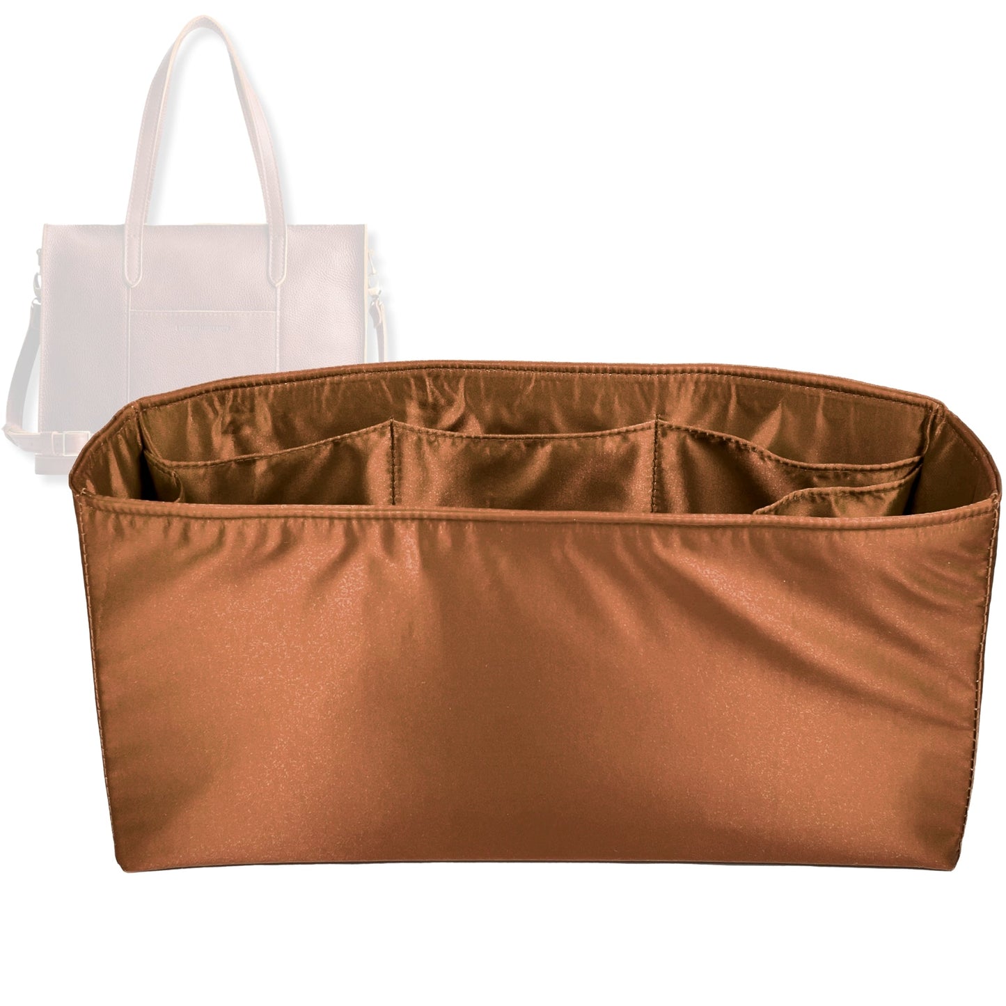 Bag Insert for (Portland Leather Goods, Large Lola Zipper Crossbody Tote - East/West) Organizer Tote Purse Organiser Liner Shaper [Premium Silk Material]