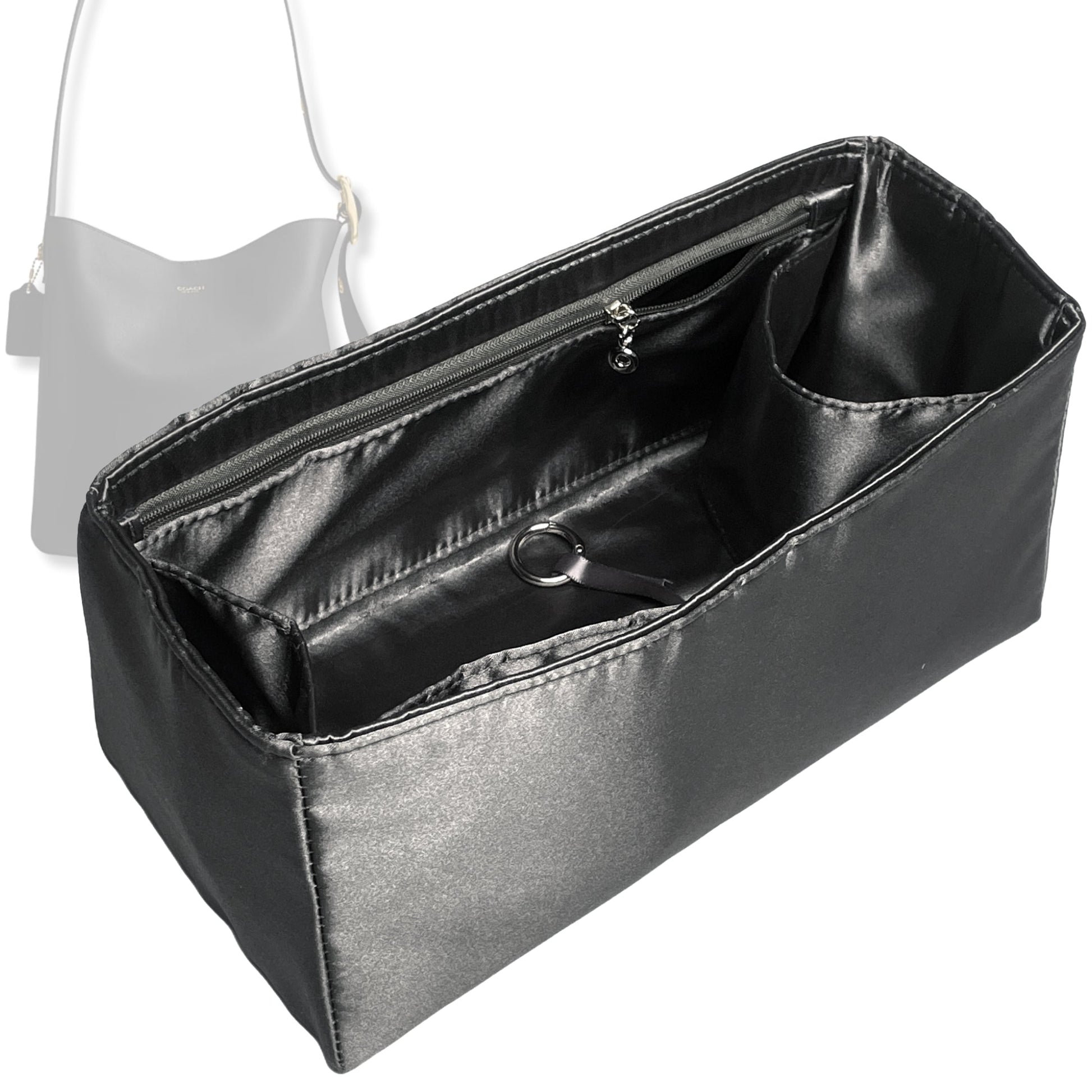 Bag Insert for (Coach, BLEECKER BUCKET BAG 21) Organizer Tote Purse Organiser Liner Shaper [Premium Silk Material]