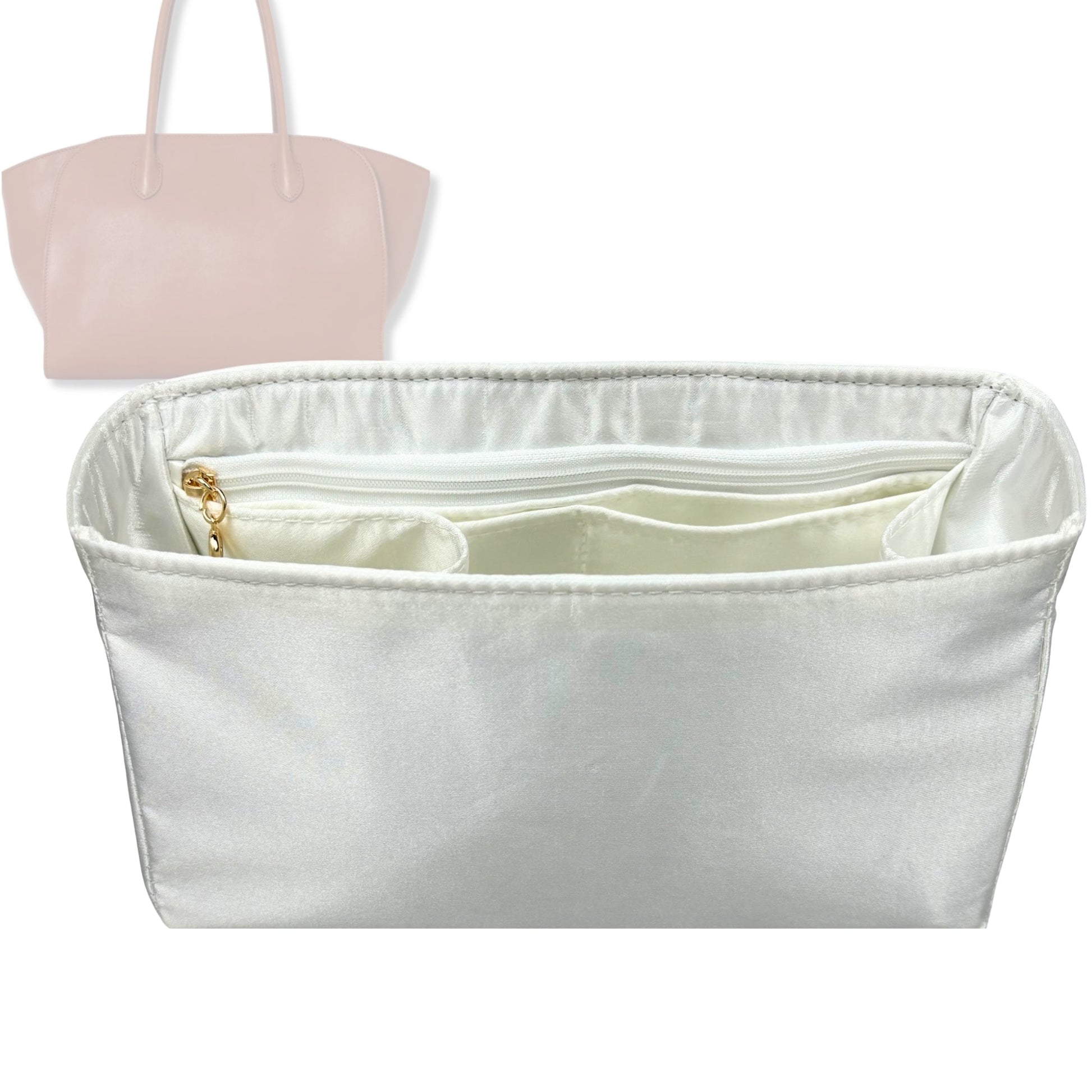 Bag Insert for (The Row, Marlo 14 Bag in Leather) Organizer Tote Purse Organiser Liner Shaper [Premium Silk Material]