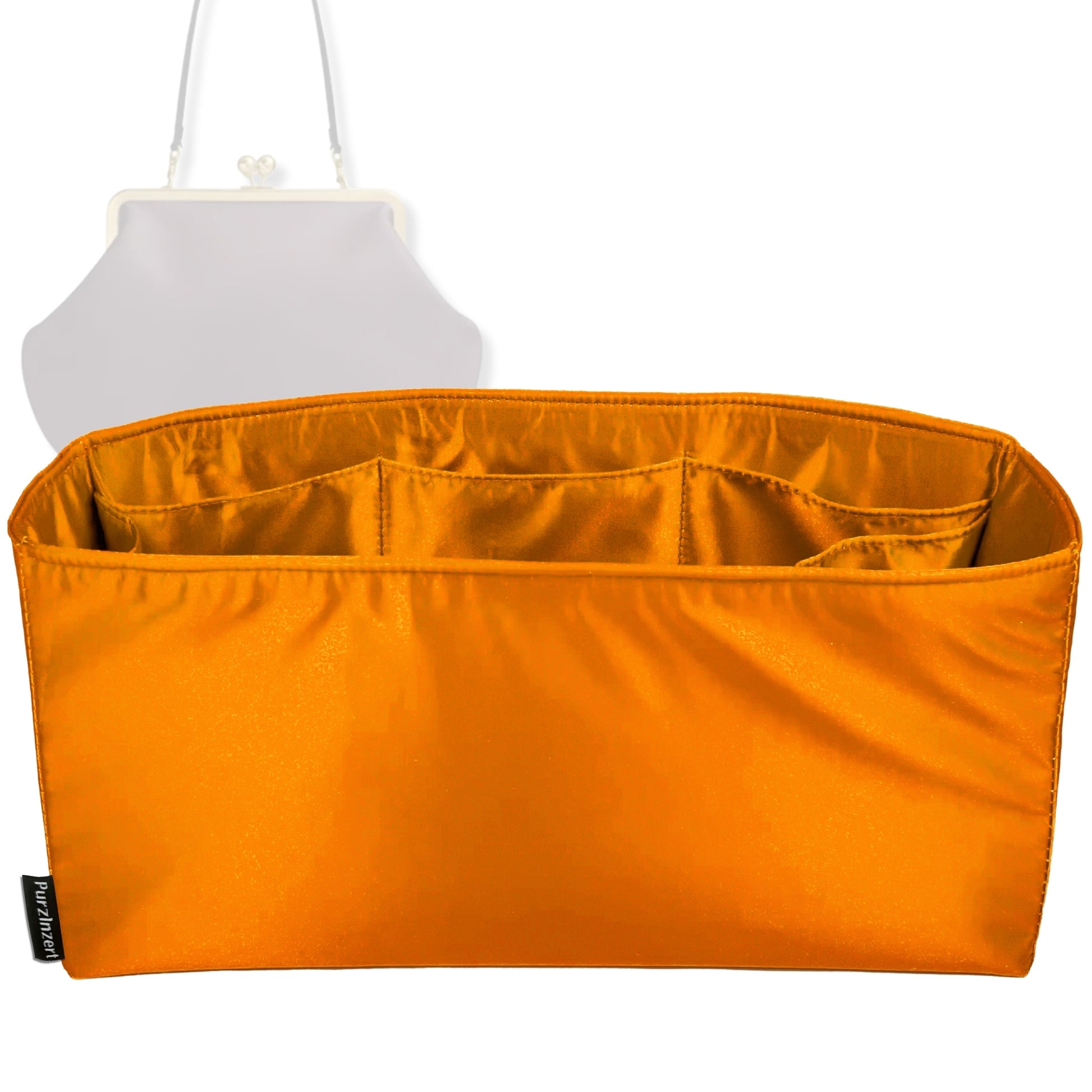 Bag Insert for (Coach, Large Kisslock Frame Bag) Organizer Tote Purse Organiser Liner Shaper [Premium Silk Material]