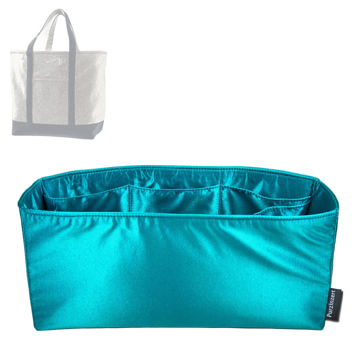 Bag Insert for (Lands End, Extra Large 5 Pocket Open Top Canvas Tote Bag) Organizer Tote Purse Organiser Liner Shaper [Premium Silk Material]