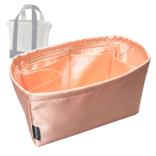 Bag Insert for (Lands End, Small 3 Pocket Open Top Canvas Tote Bag) Organizer Tote Purse Organiser Liner Shaper [Premium Silk Material]