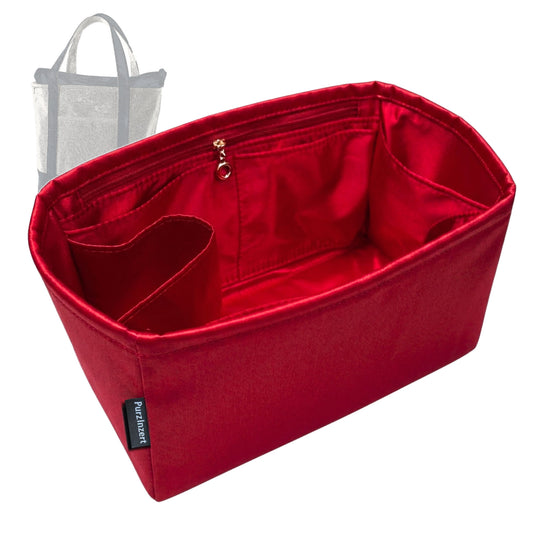 Bag Insert for (Lands End, Medium 5 Pocket Zip Top Canvas Tote Bag) Organizer Tote Purse Organiser Liner Shaper [Premium Silk Material]