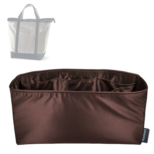 Bag Insert for (Lands End, Large 5 Pocket Zip Top Canvas Tote Bag) Organizer Tote Purse Organiser Liner Shaper [Premium Silk Material]