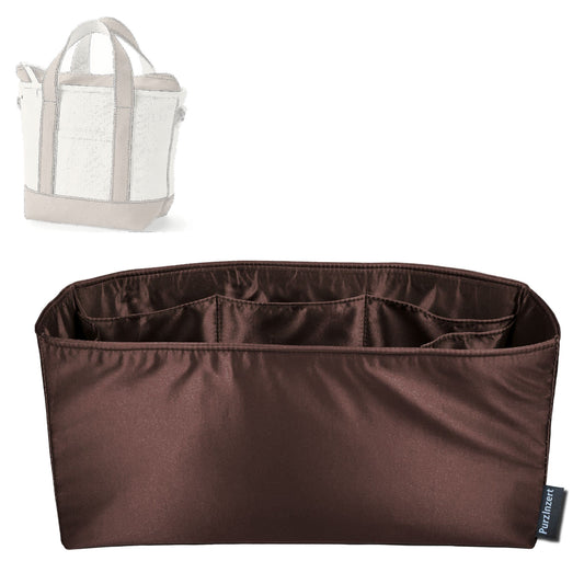 Bag Insert for (Lands End, Small 3 Pocket Zip Top Canvas Tote Bag) Organizer Tote Purse Organiser Liner Shaper [Premium Silk Material]