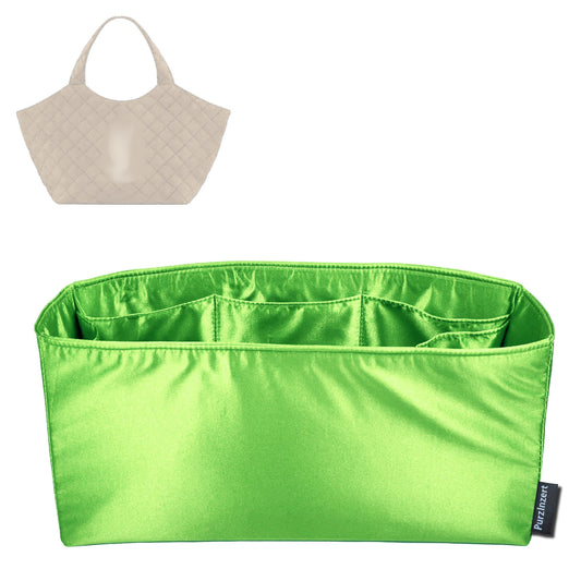Bag Insert for (Saint Laurent (YSL), ICARE Medium in quilted suede) Organizer Tote Purse Organiser Liner Shaper [Premium Silk Material]