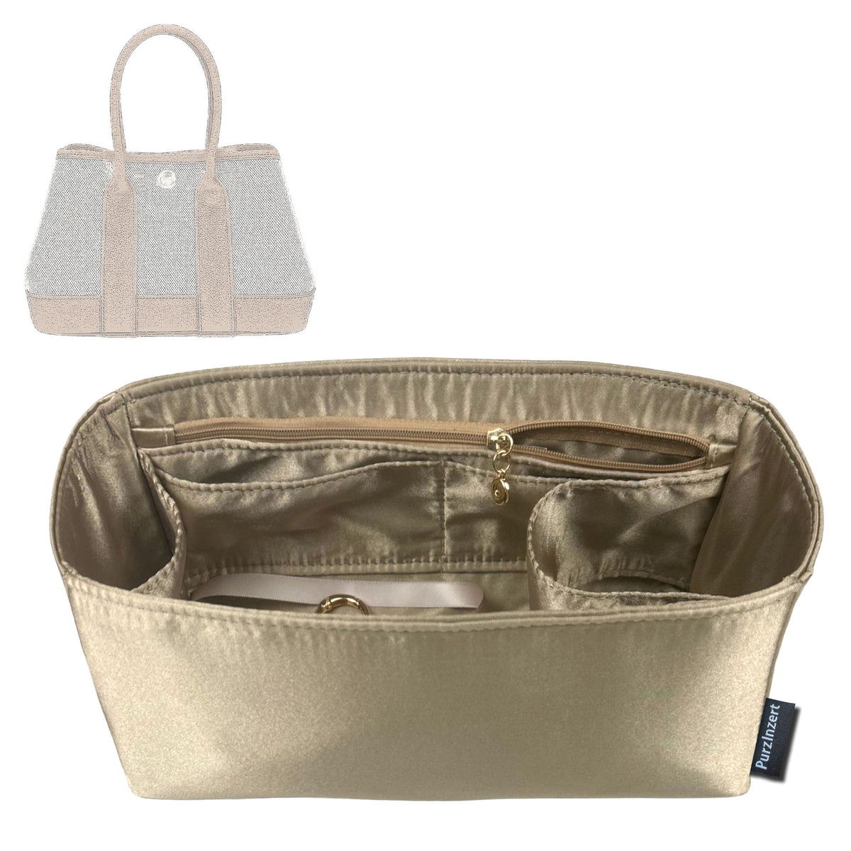Bag Insert for (Hermes, Garden Party 23) Organizer Tote Purse Organiser Liner Shaper [Premium Silk Material]