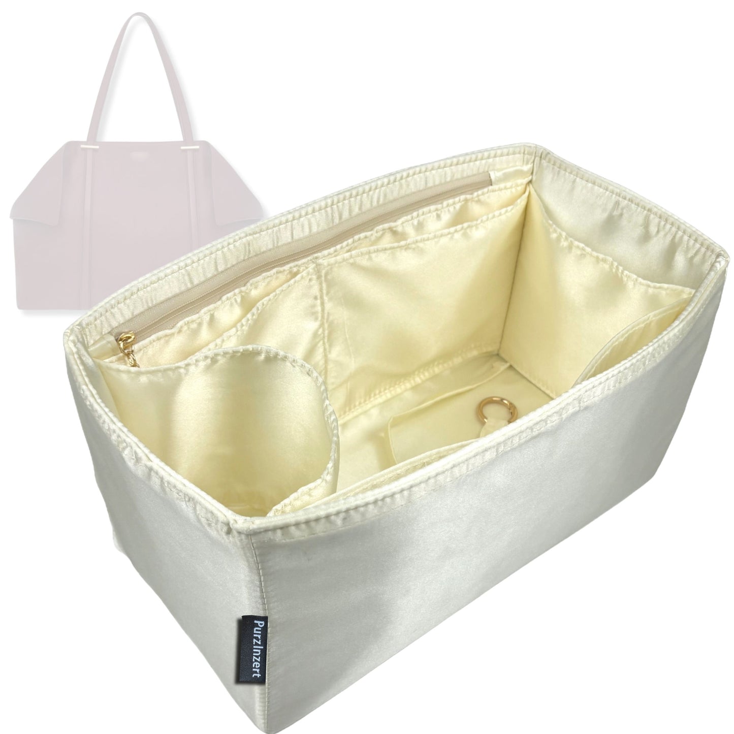 Bag Insert for (Ferragamo, Folded tote bag Large) Organizer Tote Purse Organiser Liner Shaper [Premium Silk Material]