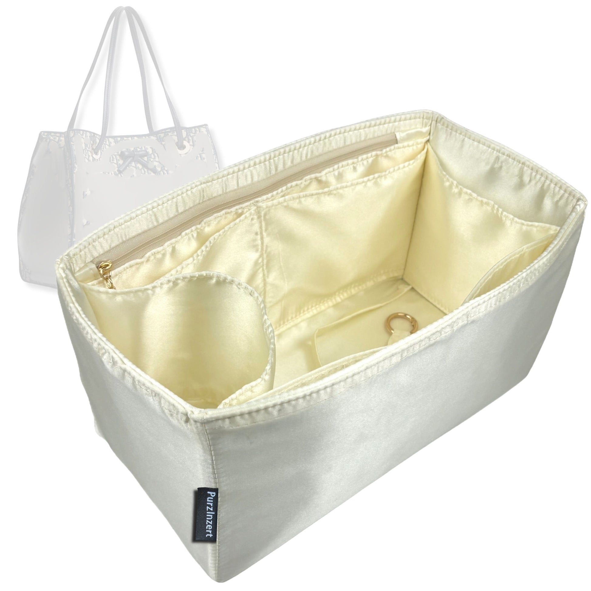 Bag Insert for (Dior, Small Promenade Shopping Bag) Organizer Tote Purse Organiser Liner Shaper [Premium Silk Material]