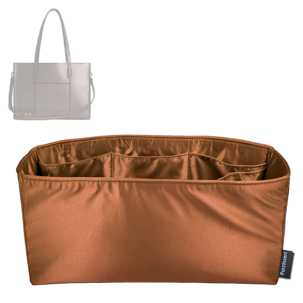 Bag Insert for (Portland Leather Goods, Large Lola Zipper Crossbody Tote - Oversized East/West) Organizer Tote Purse Organiser Liner Shaper [Premium Silk Material]