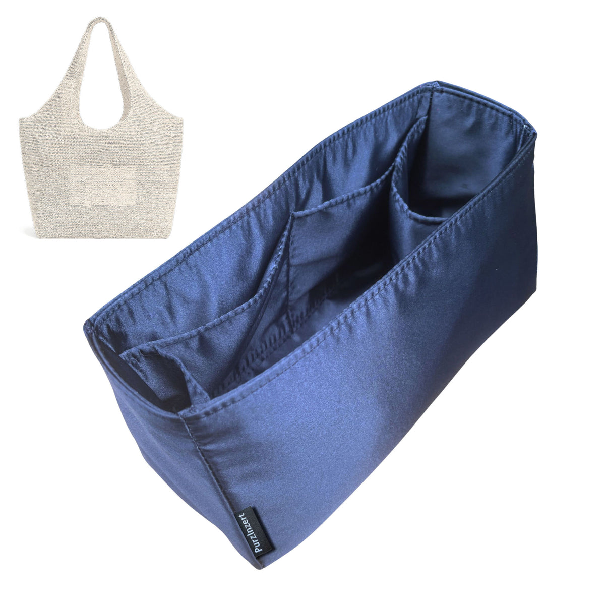 Bag Insert for (Celine, Classic Panier Shopper Cabas IN RAFFIA AND CALFSKIN) Organizer Tote Purse Organiser Liner Shaper [Premium Silk Material]