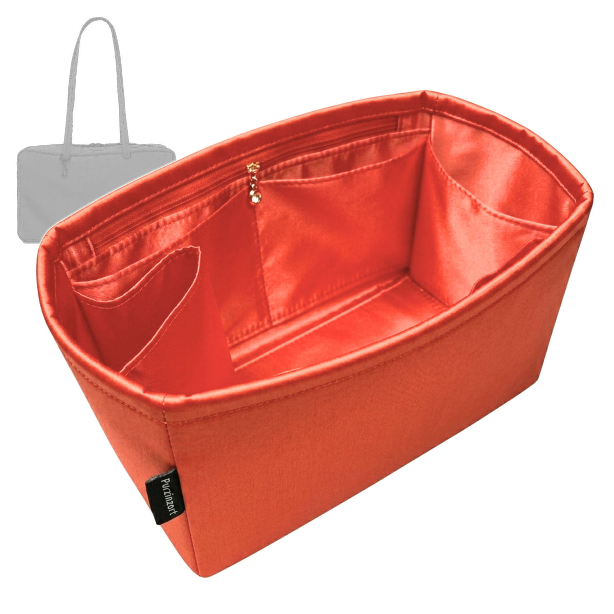 Bag Insert for (Baggu, Medium Nylon Bowler Bag 37cm) Organizer Tote Purse Organiser Liner Shaper [Premium Silk Material]