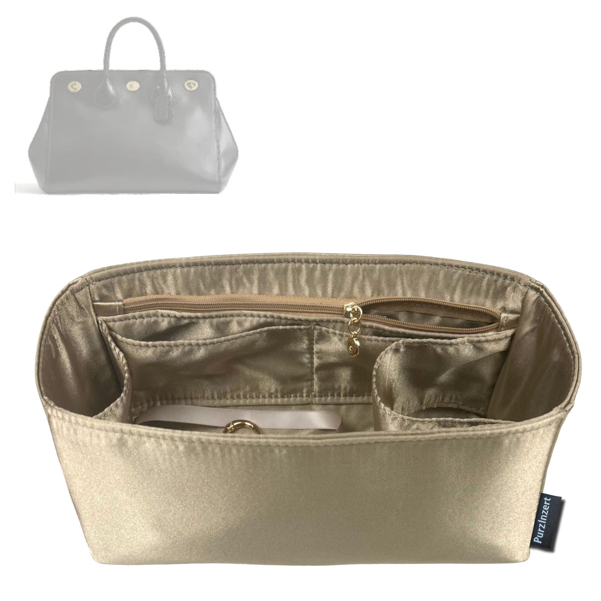 Bag Insert for (Coach, Buy Now Turnlock Tote Bag 40) Organizer Tote Purse Organiser Liner Shaper [Premium Silk Material]