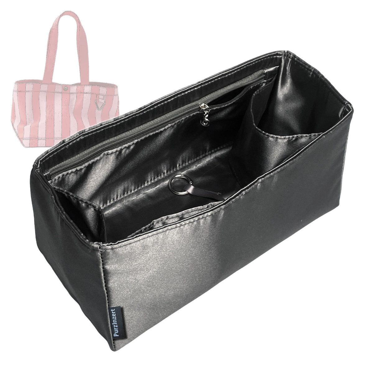 Bag Insert for (BaubleBar, Small Striped Custom Alpha Tote) Organizer Tote Purse Organiser Liner Shaper [Premium Silk Material]