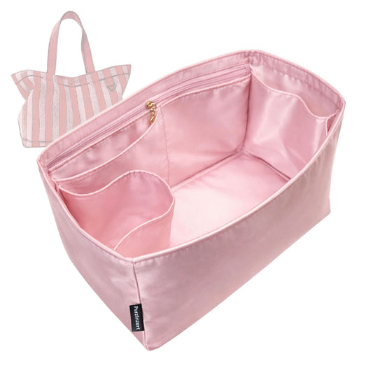 Bag Insert for (BaubleBar, Medium Striped Custom Alpha Tote) Organizer Tote Purse Organiser Liner Shaper [Premium Silk Material]