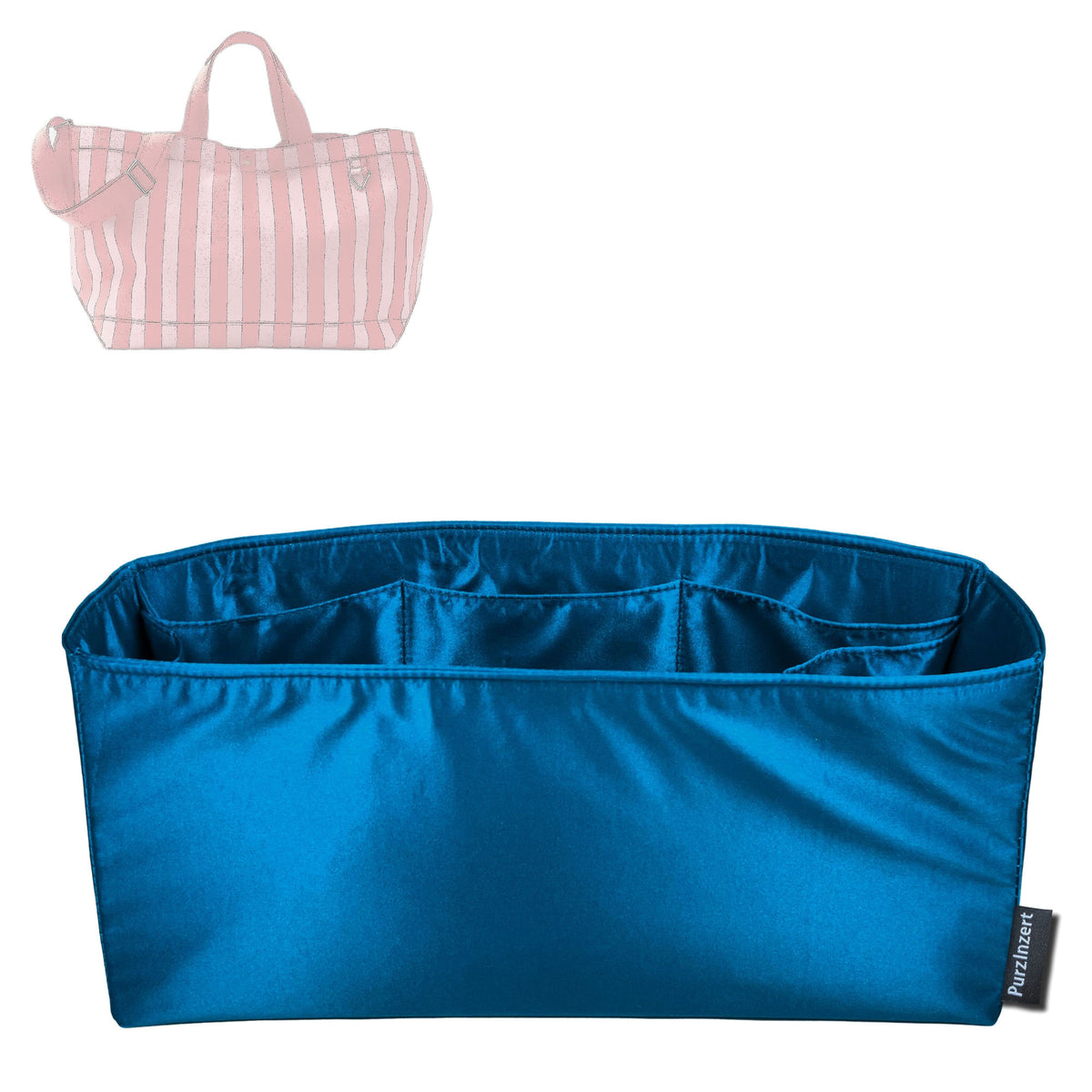Bag Insert for (BaubleBar, Large Striped Custom Alpha Tote) Organizer Tote Purse Organiser Liner Shaper [Premium Silk Material]