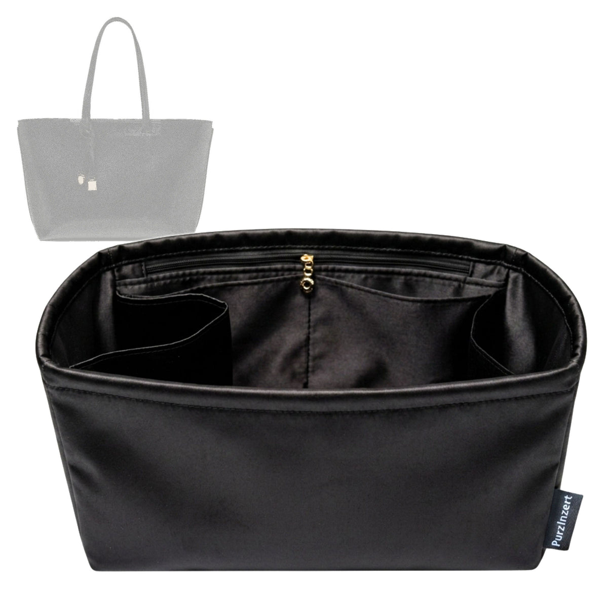 Bag Insert for (Aspinal of London, Zipped East West Tote) Organizer Tote Purse Organiser Liner Shaper [Premium Silk Material]