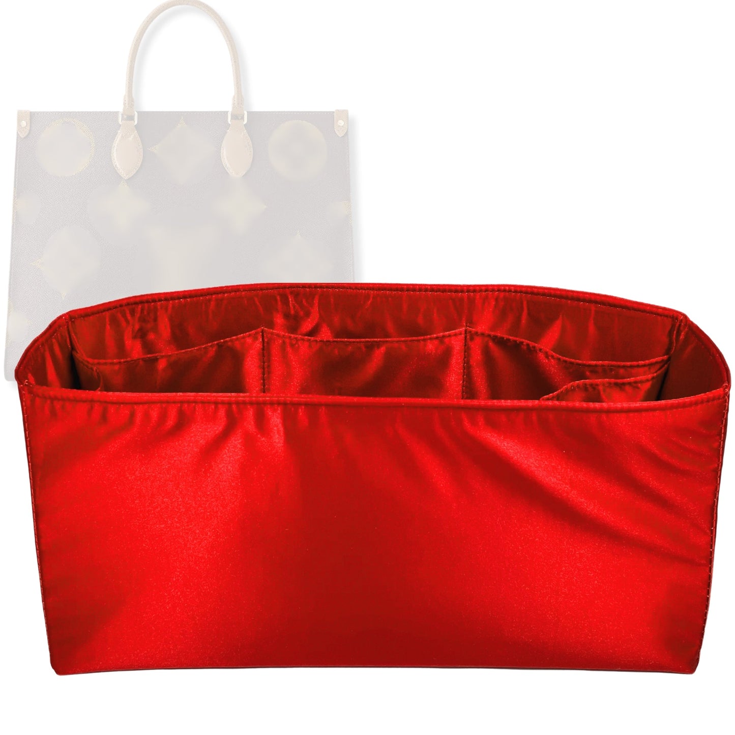 Bag Insert for (LV, OnTheGo GM (Large)) Organizer Tote Purse Organiser Liner Shaper [Premium Silk Material]