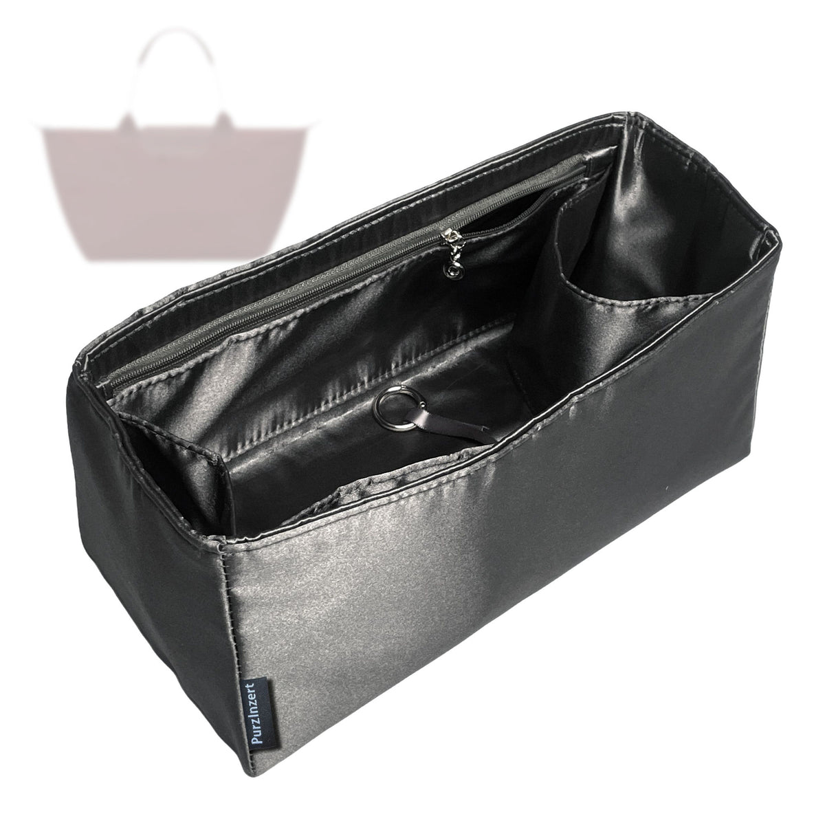 Bag Insert for (Longchamp, Le Pliage One L Handbag) Organizer Tote Purse Organiser Liner Shaper [Premium Silk Material]