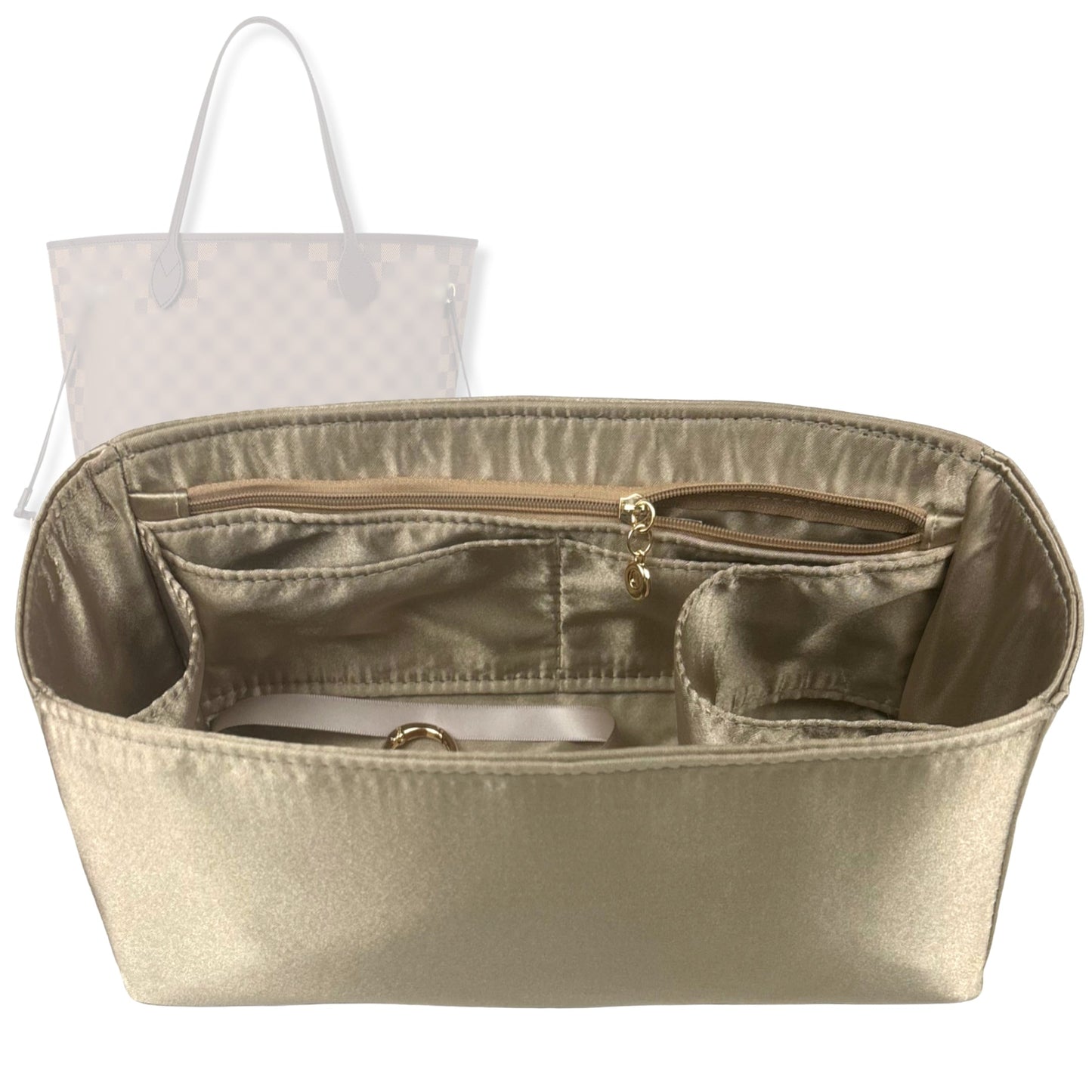 Bag Insert for (LV, Neverfull GM) Organizer Tote Purse Organiser Liner Shaper [Premium Silk Material]