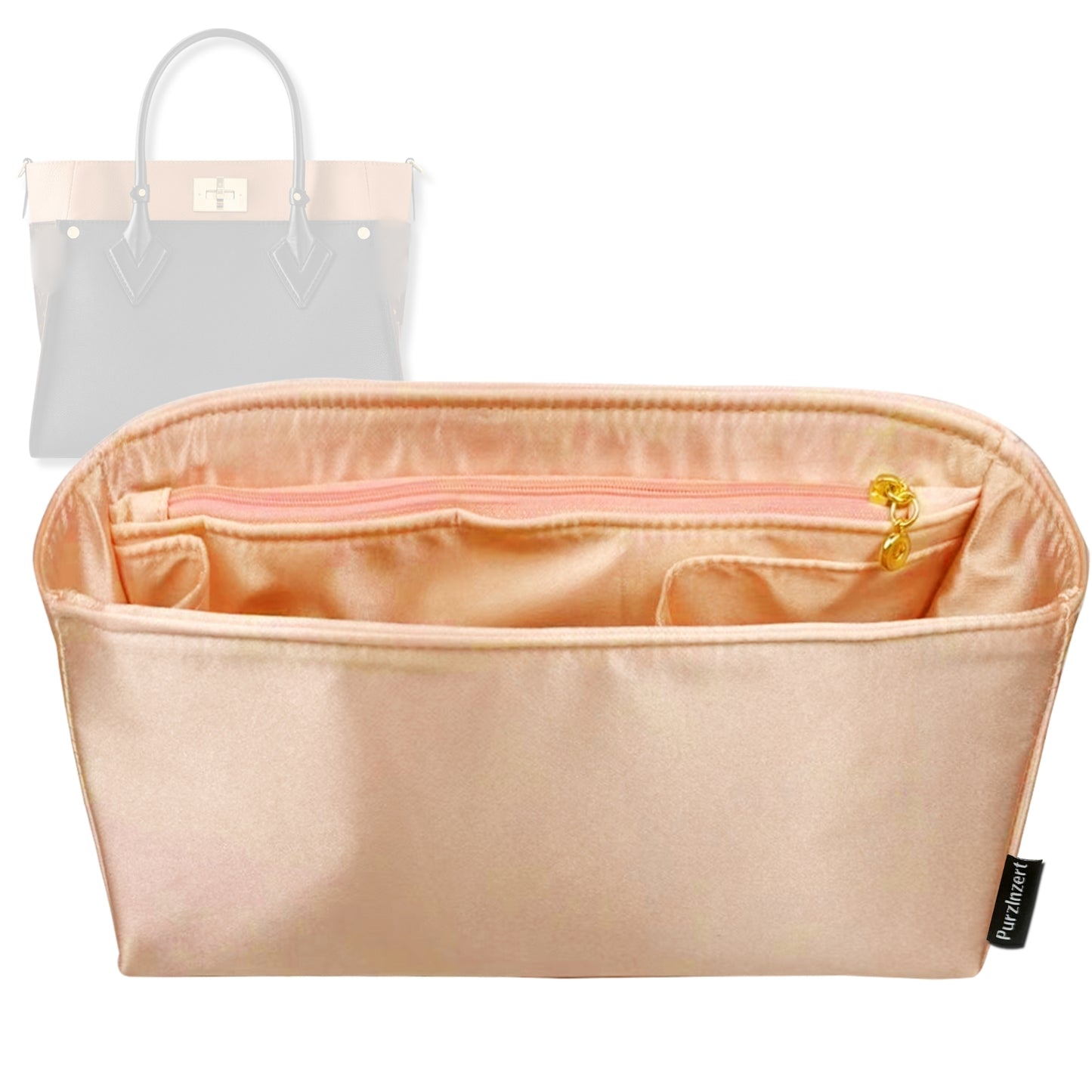 Bag Insert for (LV, On My Side MM (Medium)) Organizer Tote Purse Organiser Liner Shaper [Premium Silk Material]