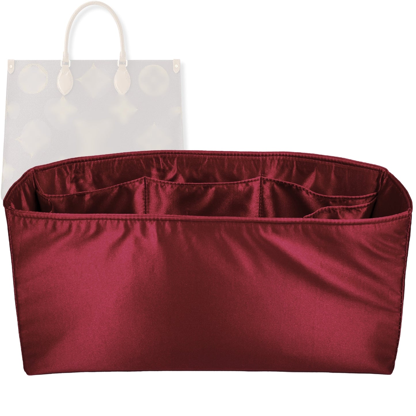 Bag Insert for (LV, OnTheGo MM (Medium)) Organizer Tote Purse Organiser Liner Shaper [Premium Silk Material]