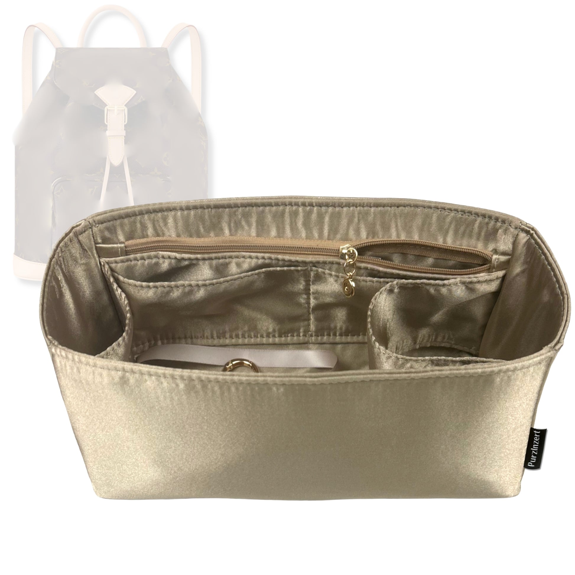 Bag Insert for (LV, Montsouris PM (Small)) Organizer Tote Purse Organiser Liner Shaper [Premium Silk Material]