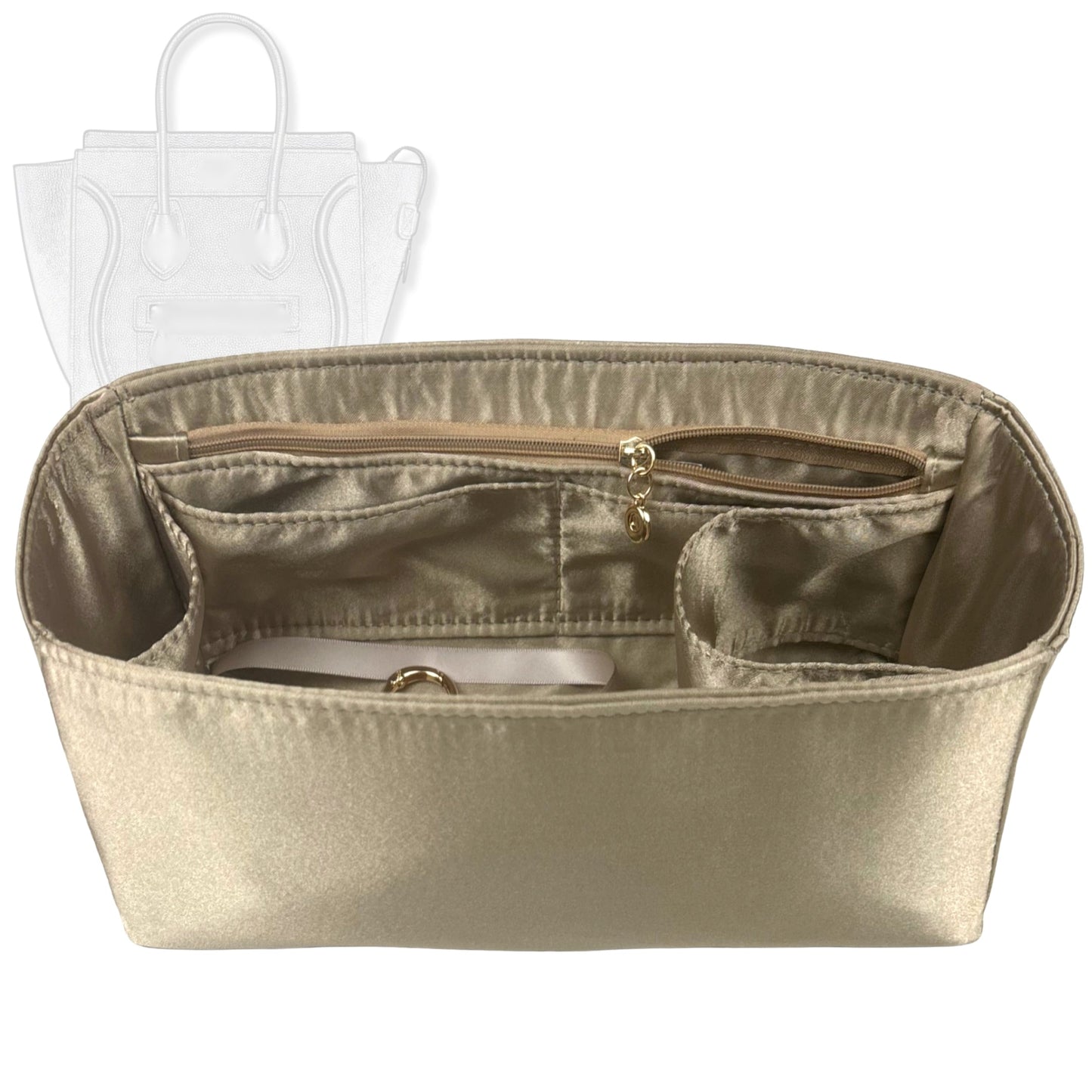 Bag Insert for (Celine, Micro Luggage) Organizer Tote Purse Organiser Liner Shaper [Premium Silk Material]