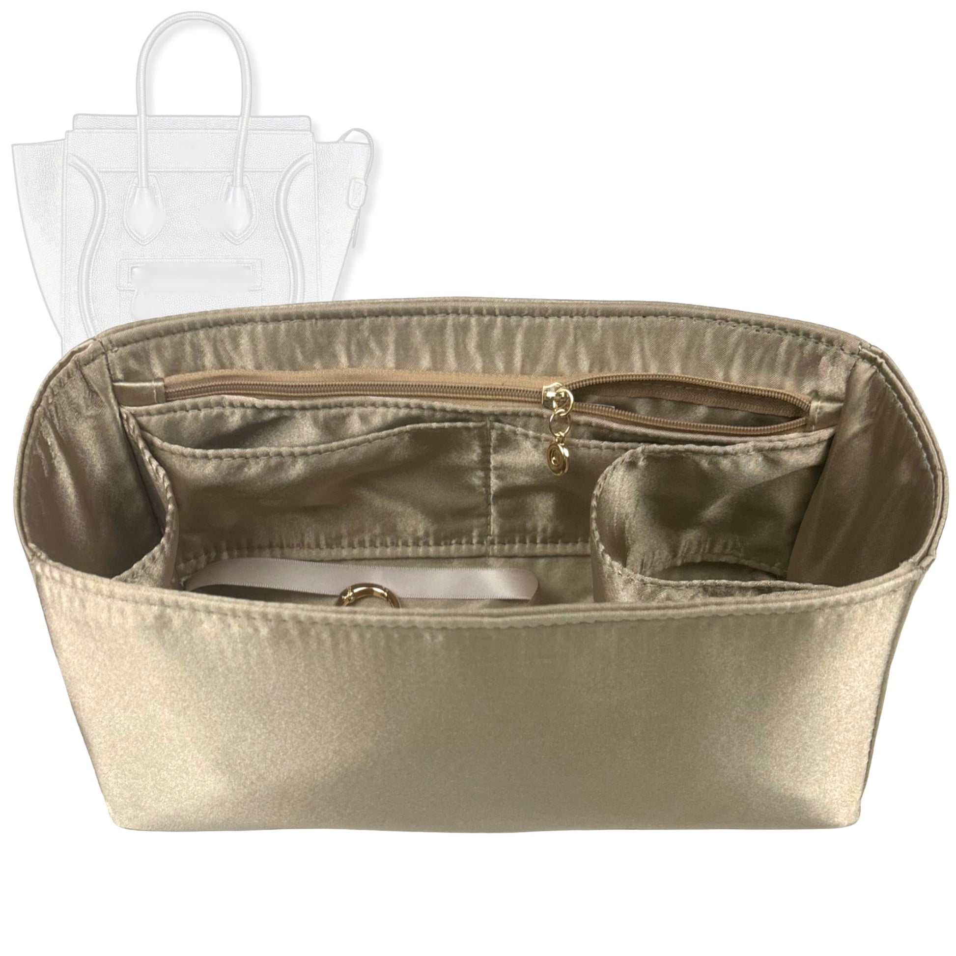 Bag Insert for (Celine, Micro Luggage) Organizer Tote Purse Organiser Liner Shaper [Premium Silk Material]