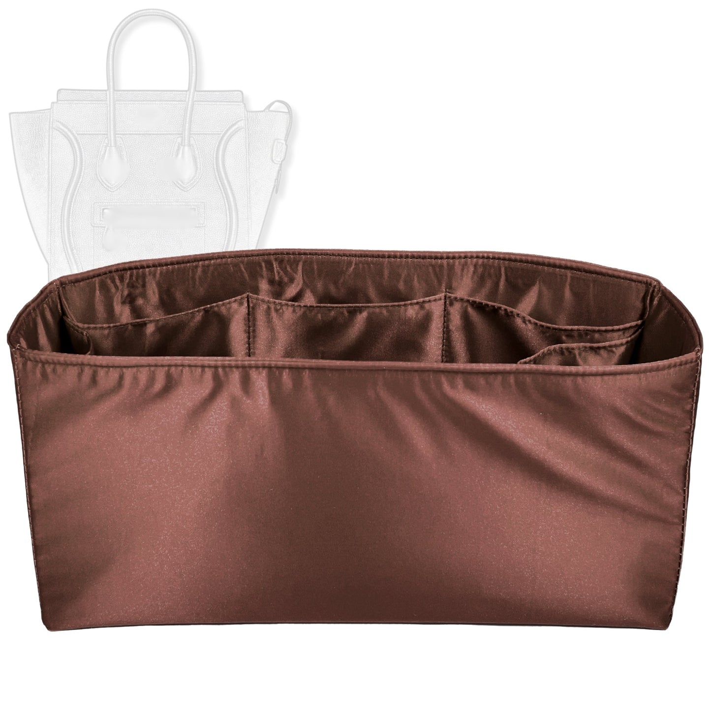 Bag Insert for (Celine, Mini Luggage) Organizer Tote Purse Organiser Liner Shaper [Premium Silk Material]