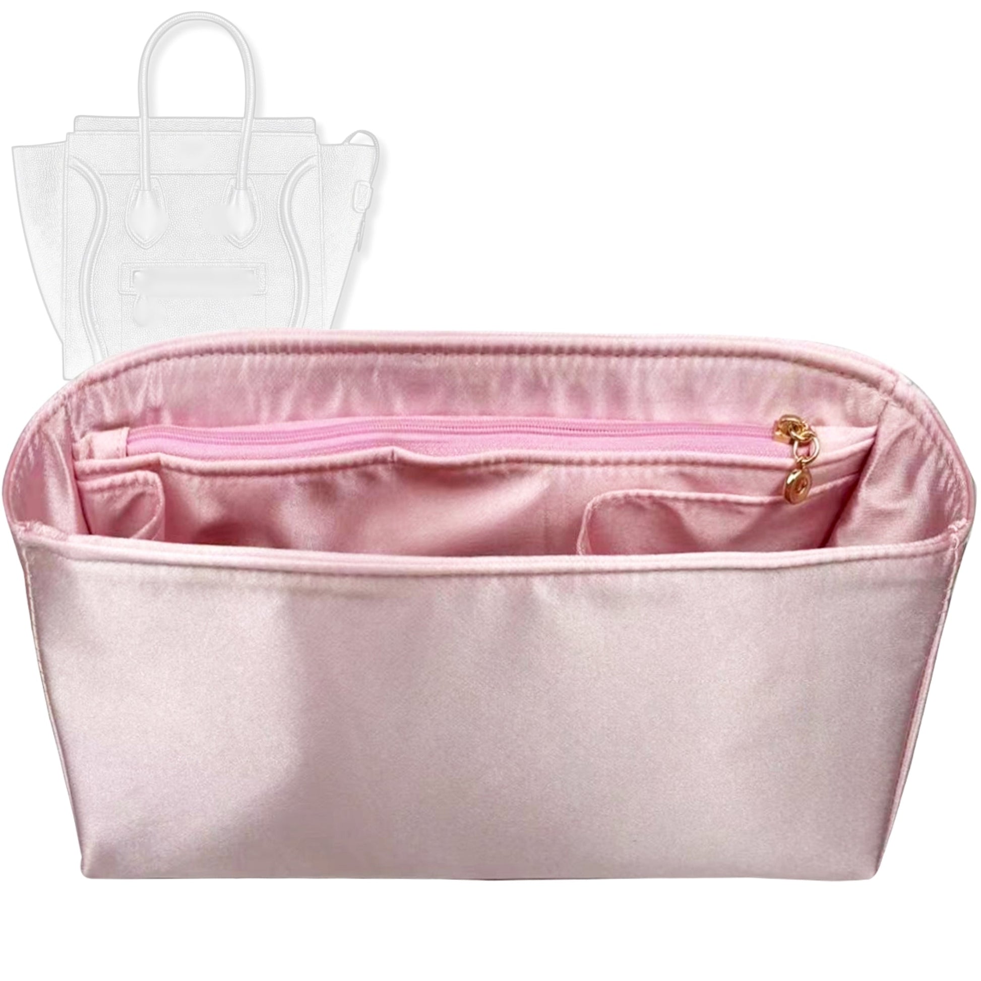 Bag Insert for (Celine, Nano Luggage) Organizer Tote Purse Organiser Liner Shaper [Premium Silk Material]