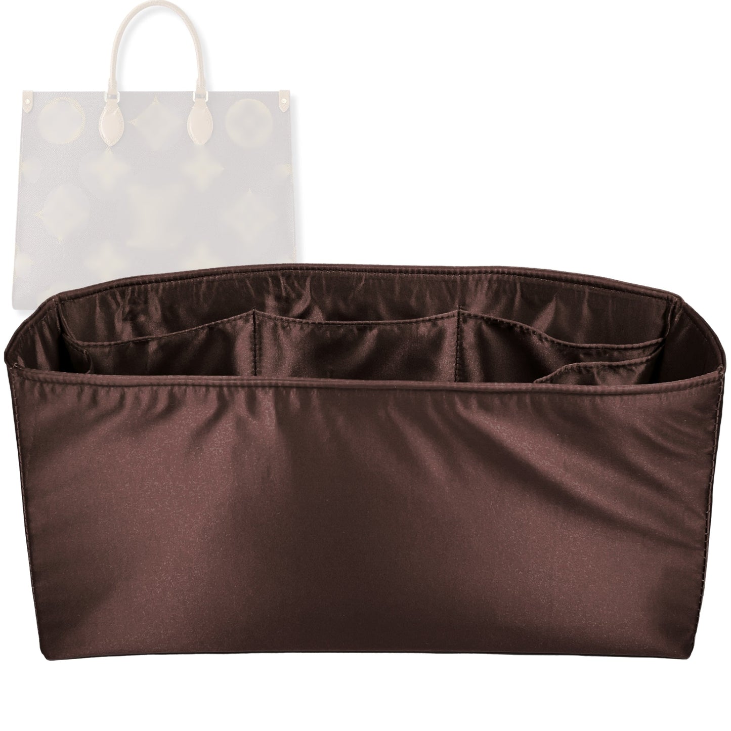 Bag Insert for (LV, OnTheGo PM (Small)) Organizer Tote Purse Organiser Liner Shaper [Premium Silk Material]