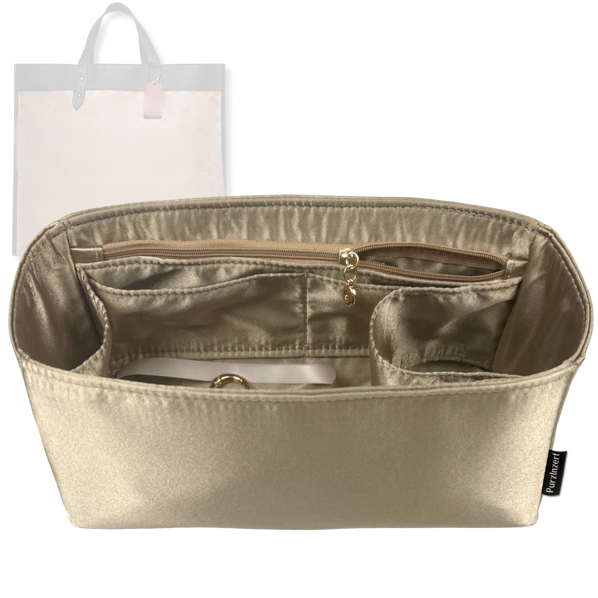 Bag Insert for (Coach, Field Tote 30) Organizer Tote Purse Organiser Liner Shaper [Premium Silk Material]