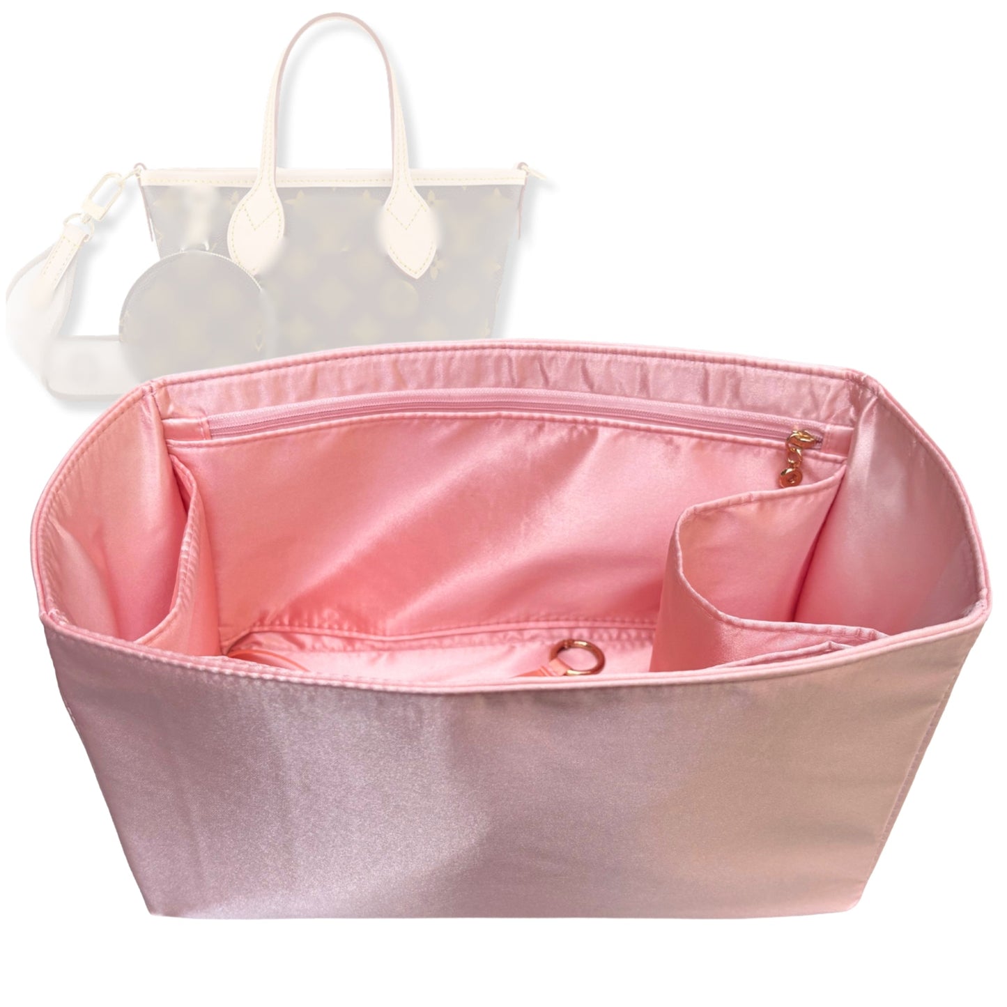 Bag Insert for (LV, Neverfull BB) Organizer Tote Purse Organiser Liner Shaper [Premium Silk Material]