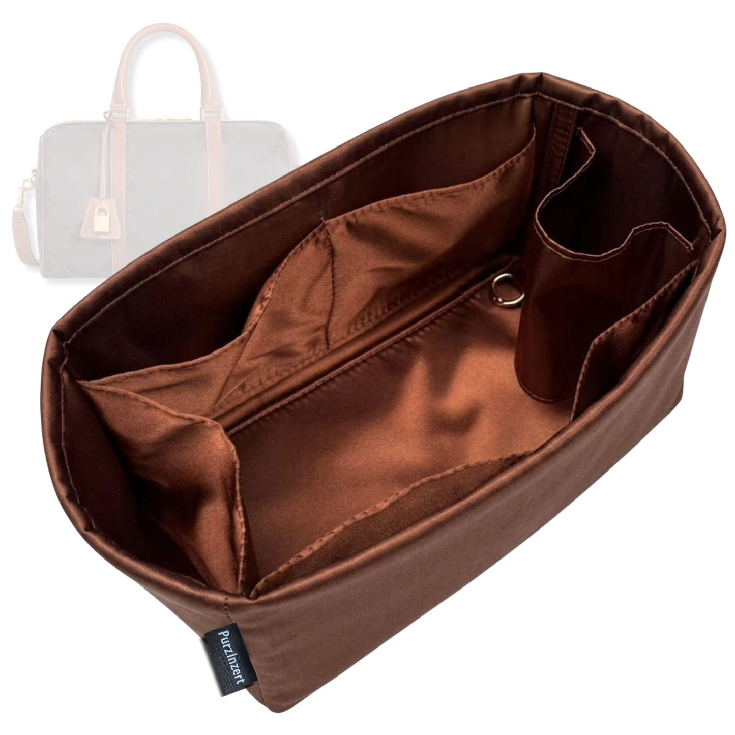 Bag Insert for (Celine, SMALL BOSTON) Organizer Tote Purse Organiser Liner Shaper [Premium Silk Material]