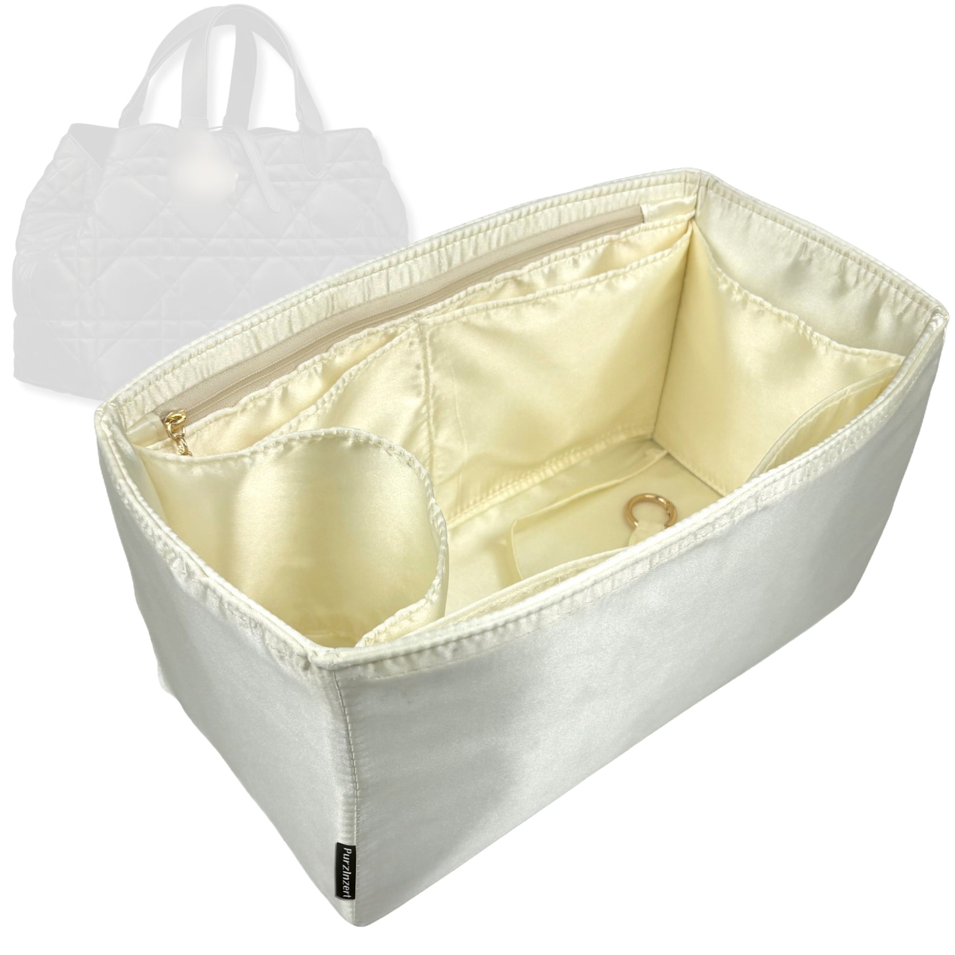 Bag Insert for (Dior, Medium Toujours Bag) Organizer Tote Purse Organiser Liner Shaper [Premium Silk Material]