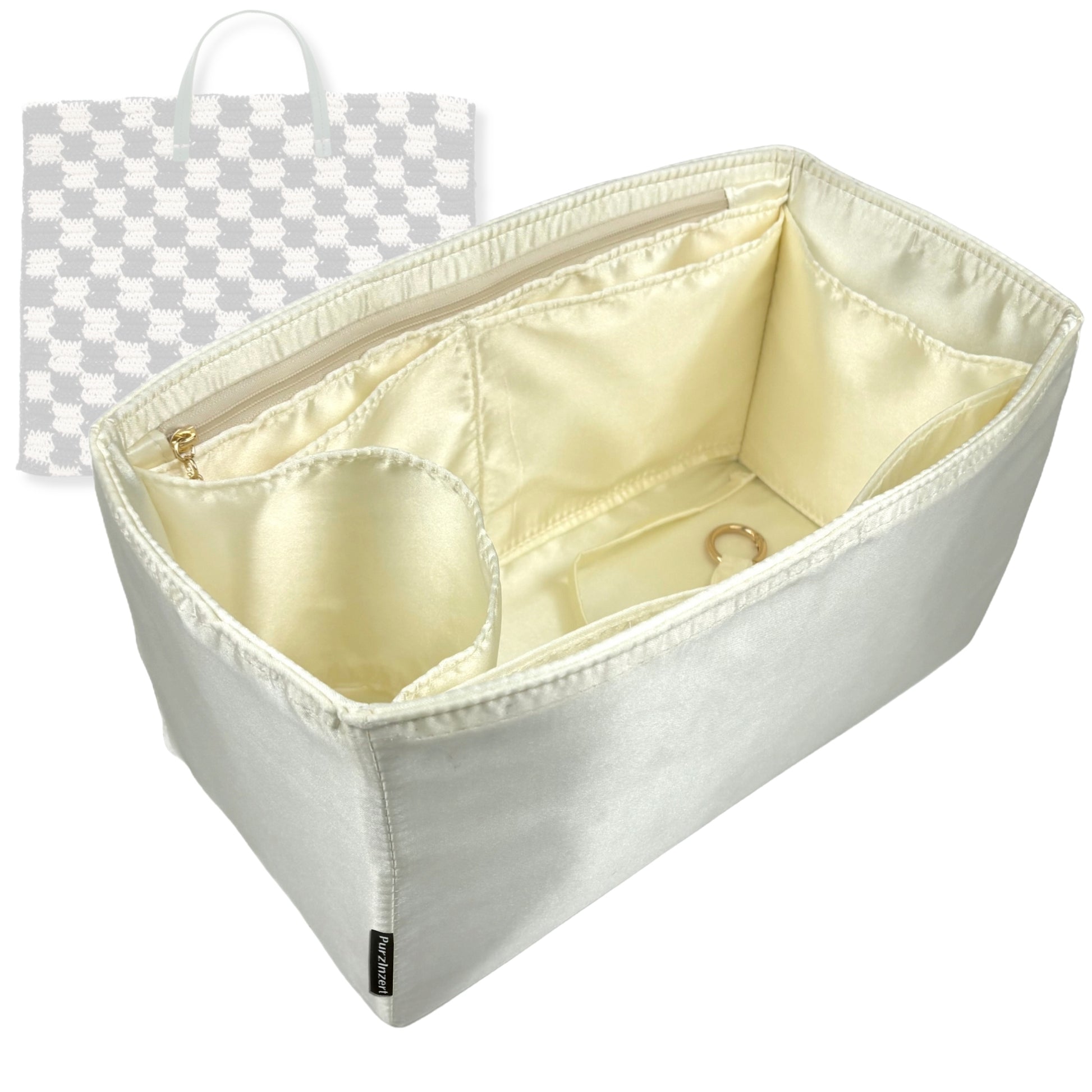 Bag Insert for (Clare V., Summer Simple Tote) Organizer Tote Purse Organiser Liner Shaper [Premium Silk Material]