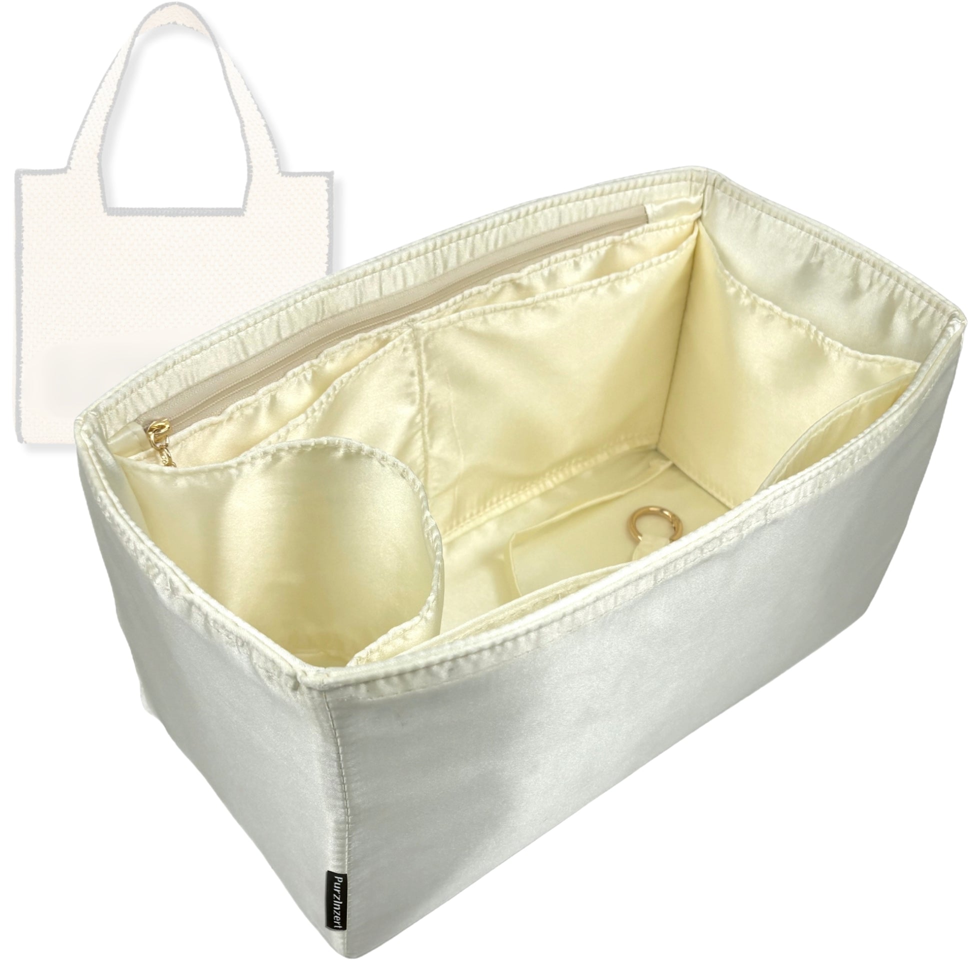 Bag Insert for (Loewe, Large Font Tote in raffia) Organizer Tote Purse Organiser Liner Shaper [Premium Silk Material]