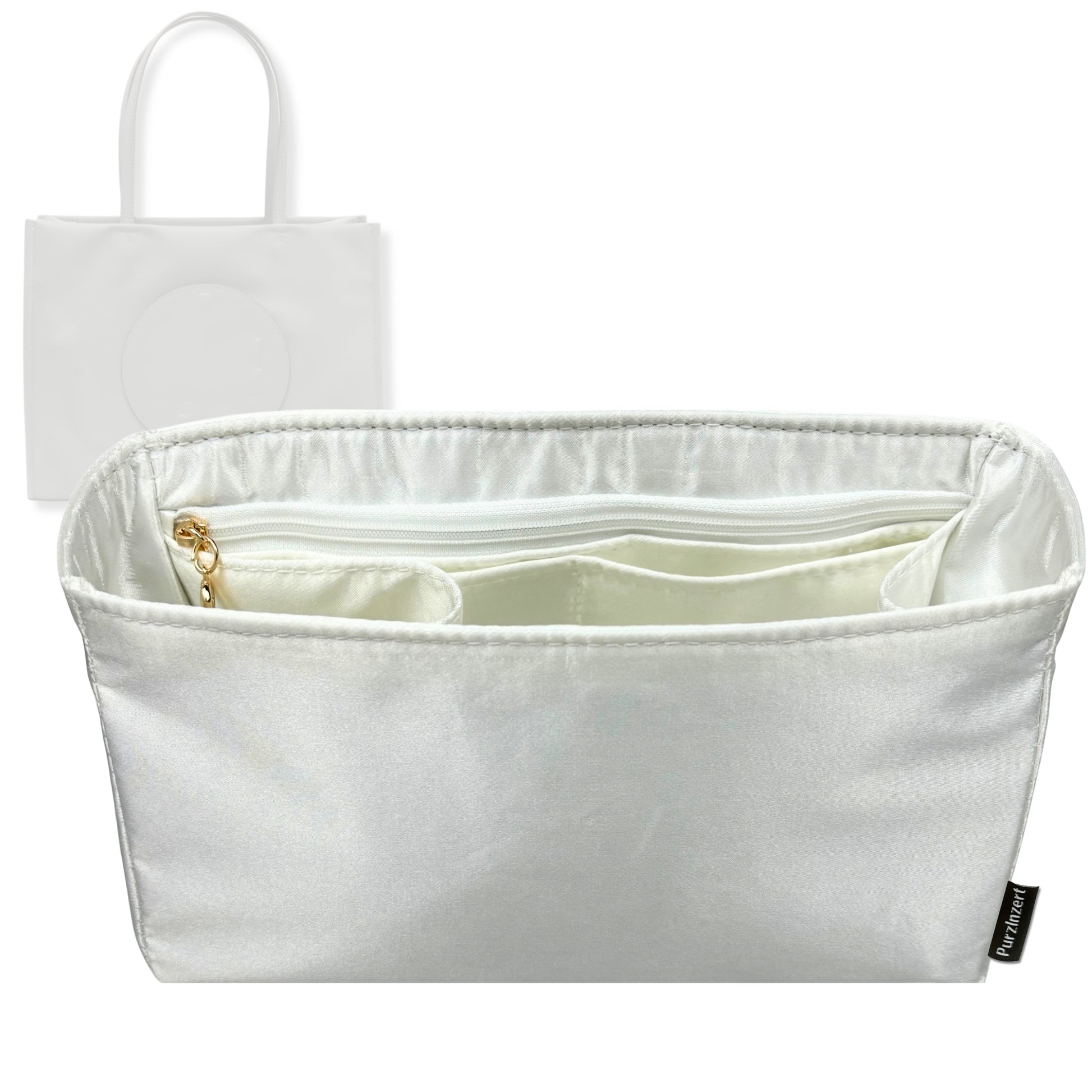 Bag Insert for (Tory Burch, Ella Small Tote) Organizer Tote Purse Organiser Liner Shaper [Premium Silk Material]