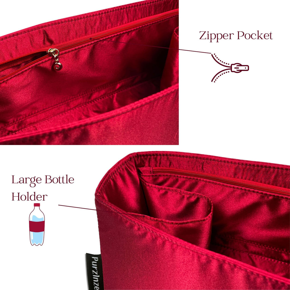 Bag Insert for (Strath berr., Kite Tote) Organizer of Silk Fabric