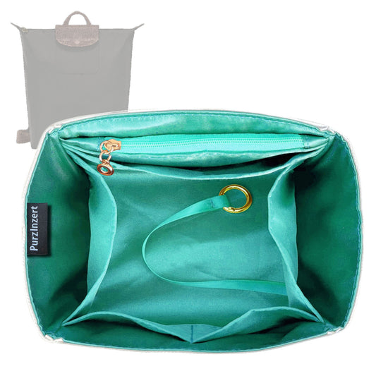 Bag Insert for (Longchamp, Le Pliage One M Backpack) Organizer Tote Purse Organiser Liner Shaper [Premium Silk Material]