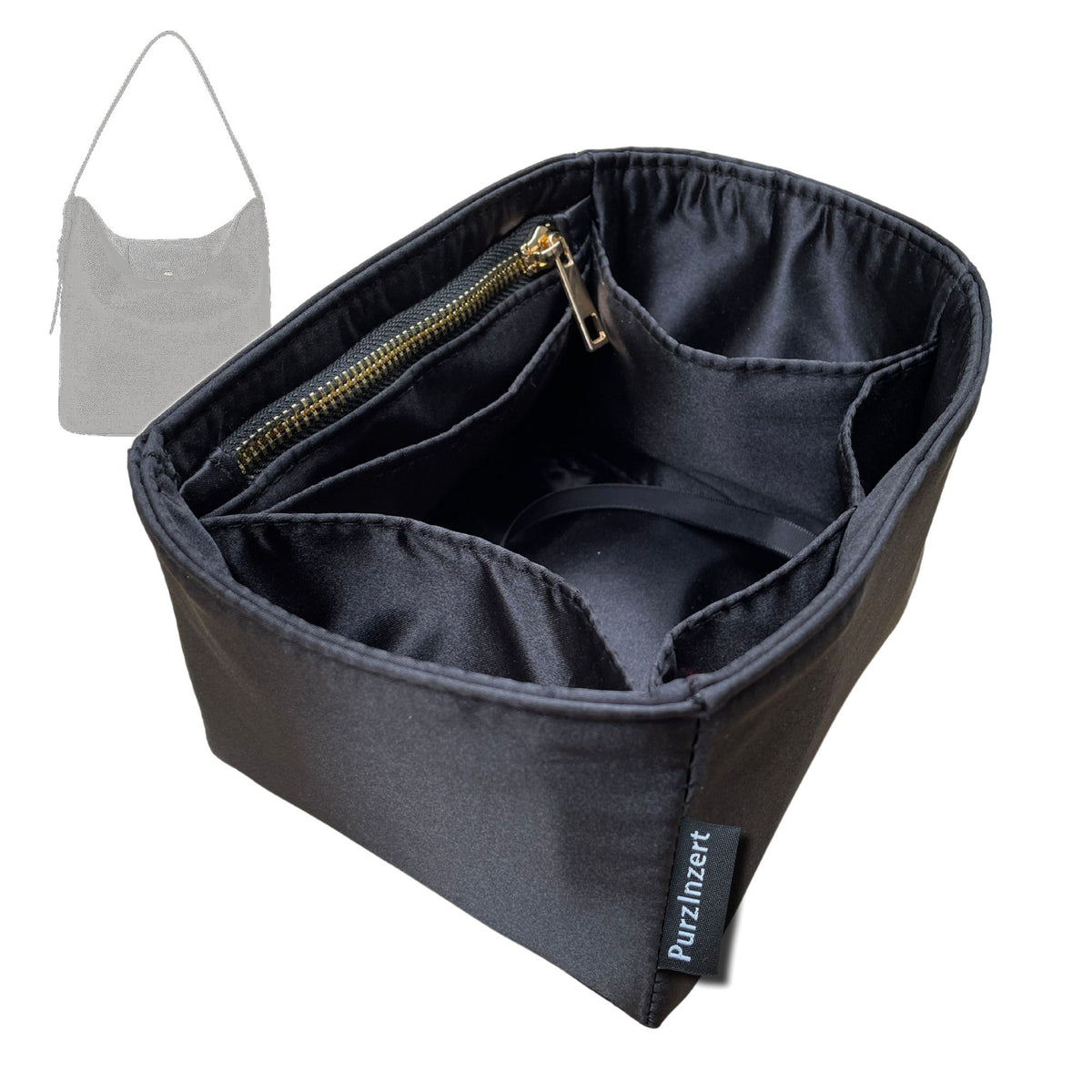Bag Insert for (Longchamp, Le Cadence L Shoulder bag) Organizer Tote Purse Organiser Liner Shaper [Premium Silk Material]