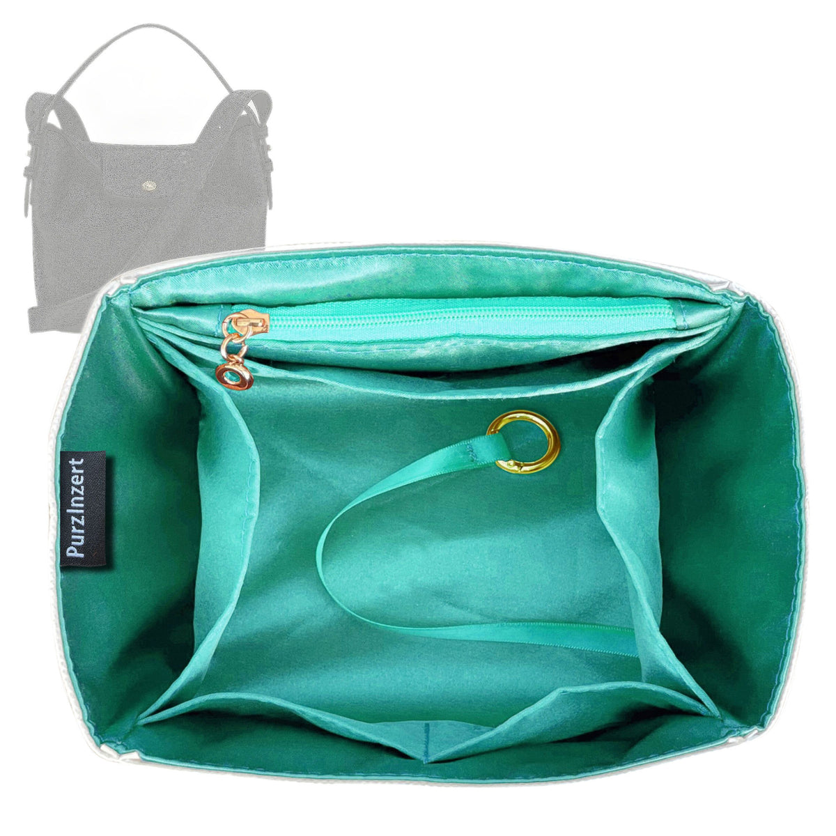 Bag Insert for (Longchamp, Le Cadence S Bucket bag) Organizer Tote Purse Organiser Liner Shaper [Premium Silk Material]