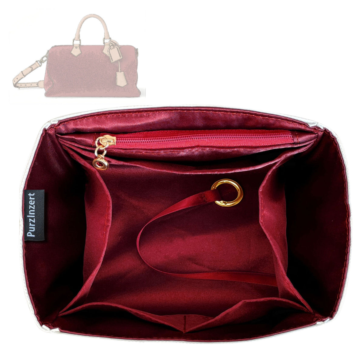 Bag Insert for (LV, P9 Speedy 40) Organizer Tote Purse Organiser Liner Shaper [Premium Silk Material]