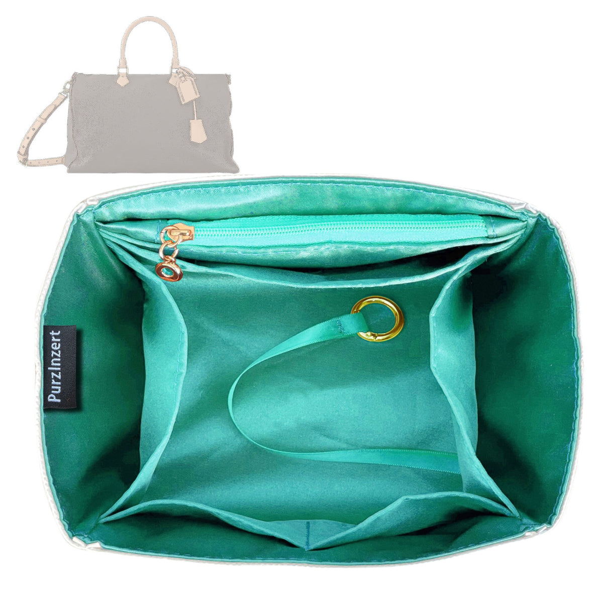 Bag Insert for (LV, P9 Speedy 50) Organizer Tote Purse Organiser Liner Shaper [Premium Silk Material]