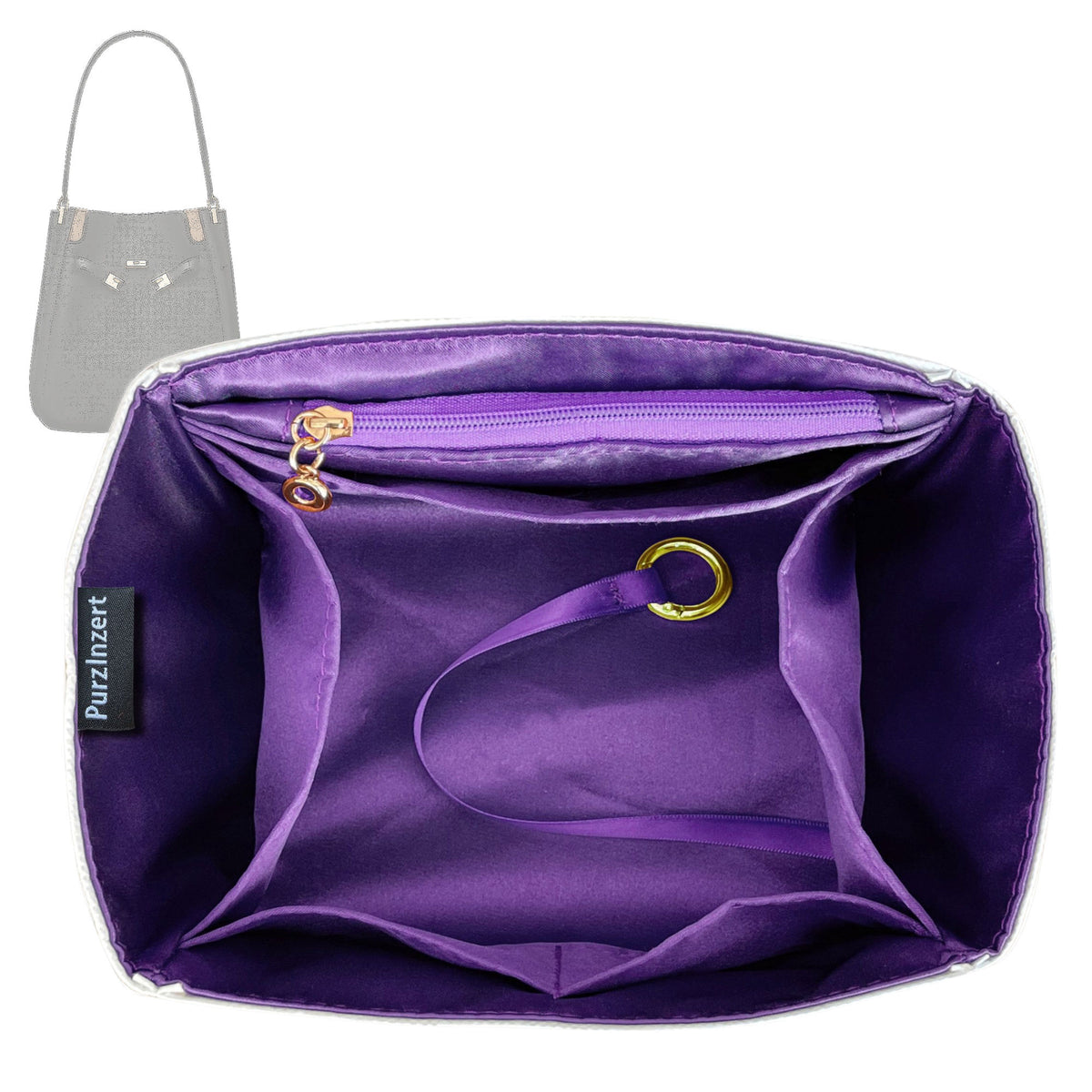 Bag Insert for (Tory Burch, Lee Radziwill Bucket Bag) Organizer Tote Purse Organiser Liner Shaper [Premium Silk Material]