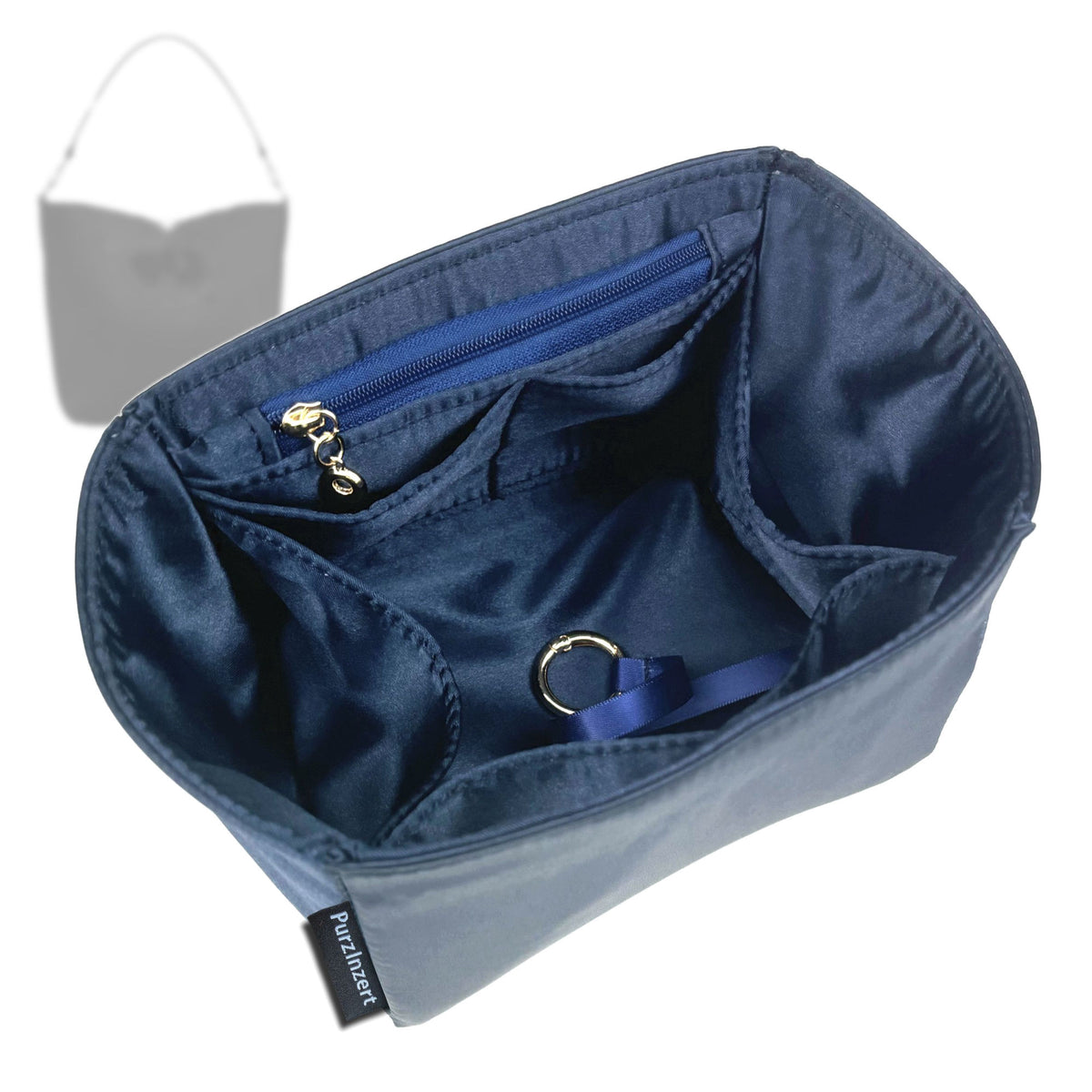 Bag Insert for (Longchamp, Le Roseau XS Bucket Bag) Organizer Tote Purse Organiser Liner Shaper [Premium Silk Material]