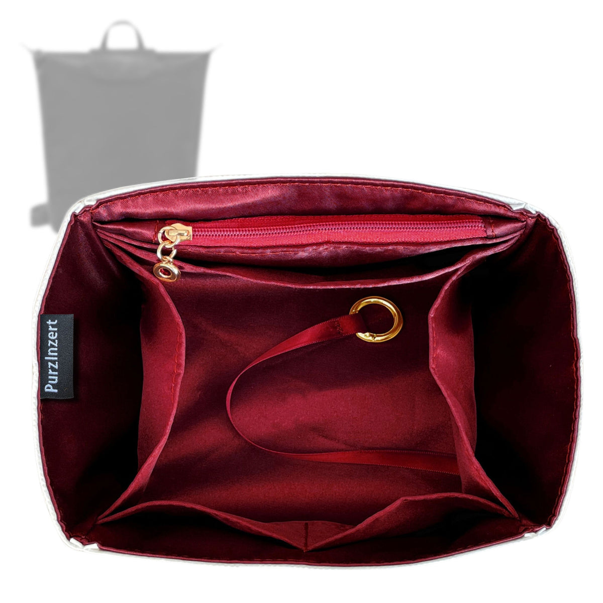 Bag Insert for (Longchamp, Le Pliage Xtra M Backpack 10287987) Organizer Tote Purse Organiser Liner Shaper [Premium Silk Material]